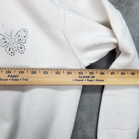 VTG Morning Sun Sweatshirt Womens XL White Pastel Butterfly Metal Embellishments - Picture 10 of 14